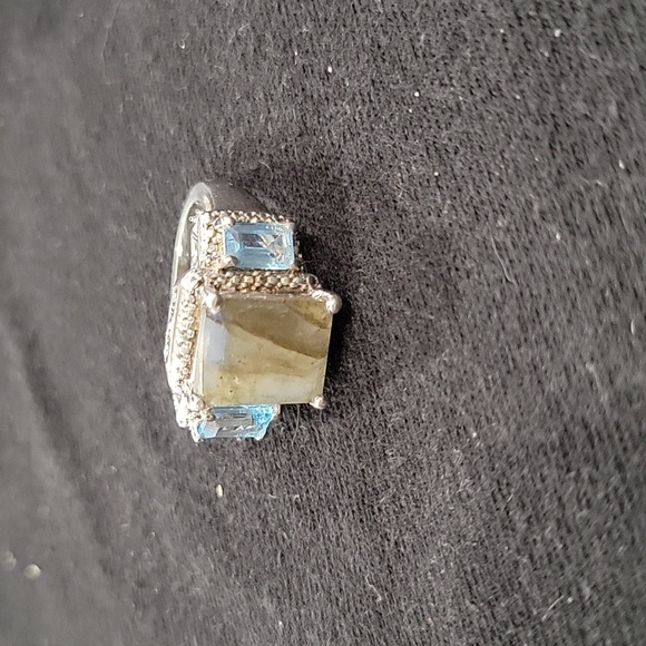 925 Labrodite and blue topaz ring - Picture 7 of 10